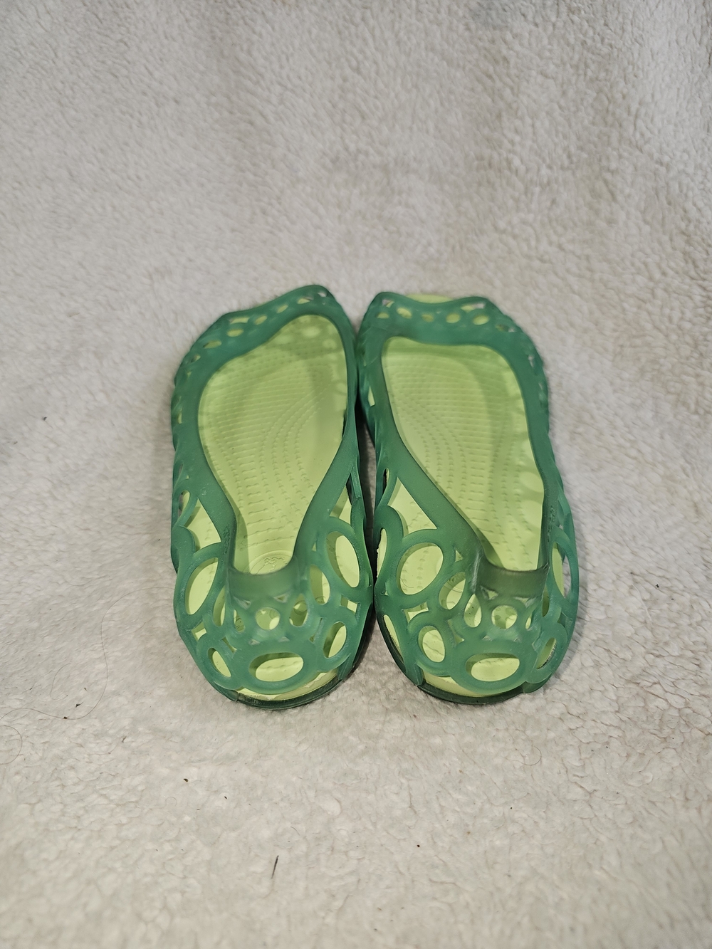 Crocs Adrina Womens 8 Green Jelly Shoe Peep Toe Flats Waterproof. - Picture 4 of 13